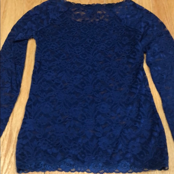 Long Sleeve Blue Lace Top - Picture 6 of 6